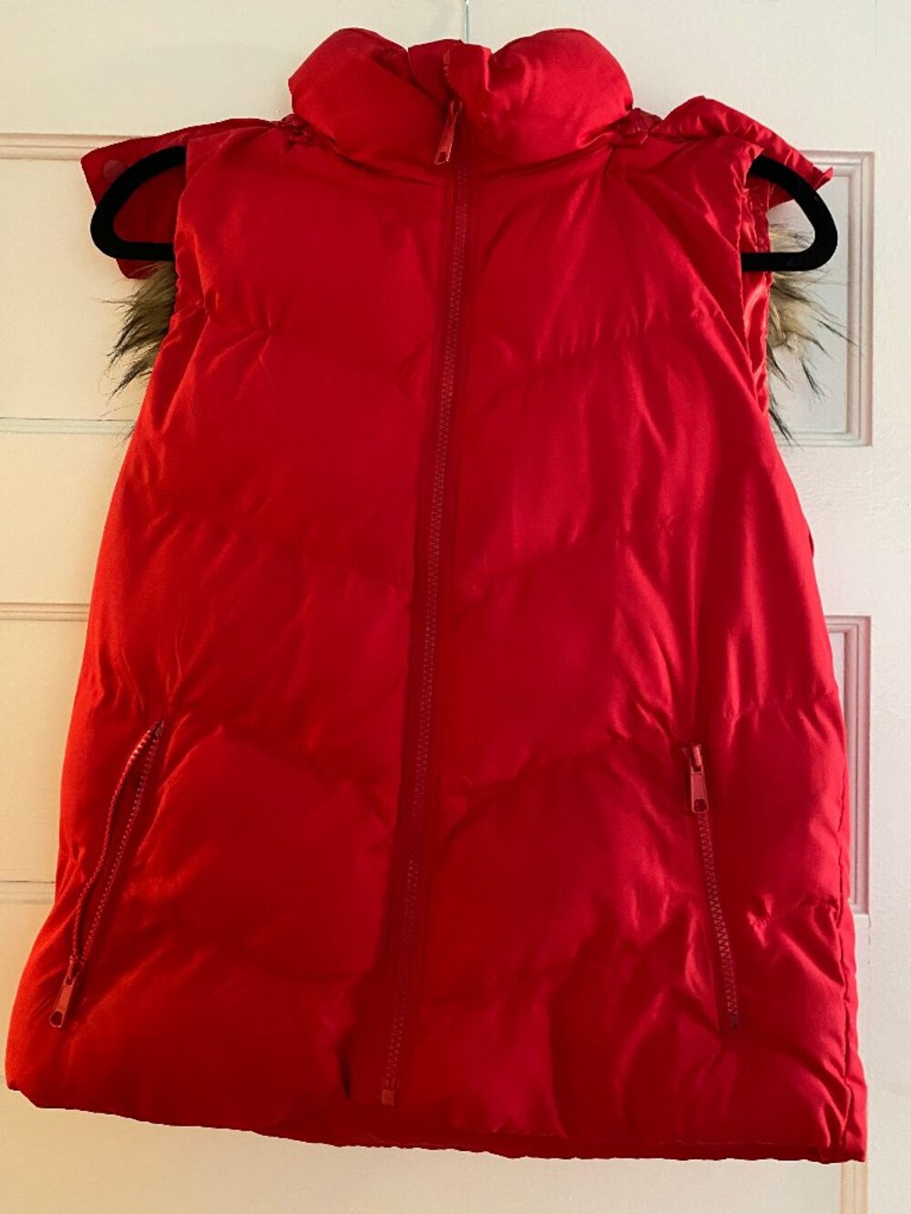 GAP Faux Fur Hood Puffer Zip Vest